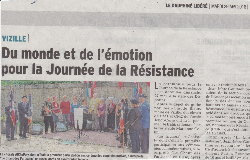 Article dans le Dauphiné Libéré